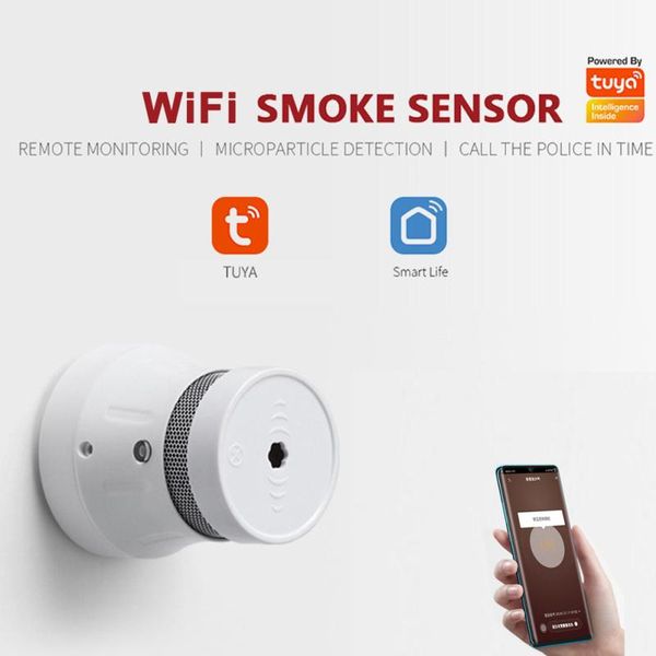 Moduli di automazione intelligenti Tuya WiFi Rilevatore di fumo Sensore Sistema di allarme di sicurezza Life/tuya App Protezione antincendio DropSmart