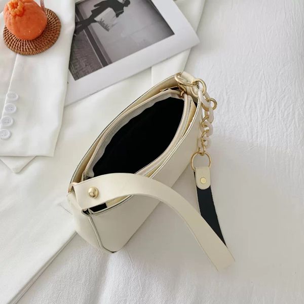 

women simple pure color fashion pu leather shoulder underarm bags casual solid chain small handbags ladies daily shoulder bags