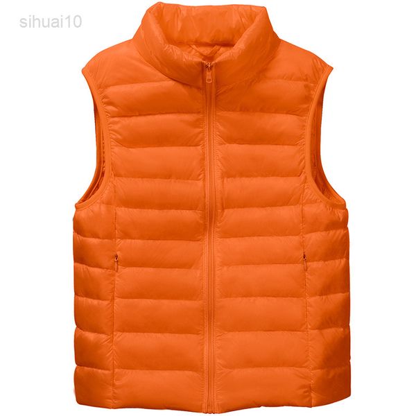 

women sleeveless ultralight bodywarmer keeps warm winter solid color 90% white duck down vest jacket women wearable vest jackets l220725, Black