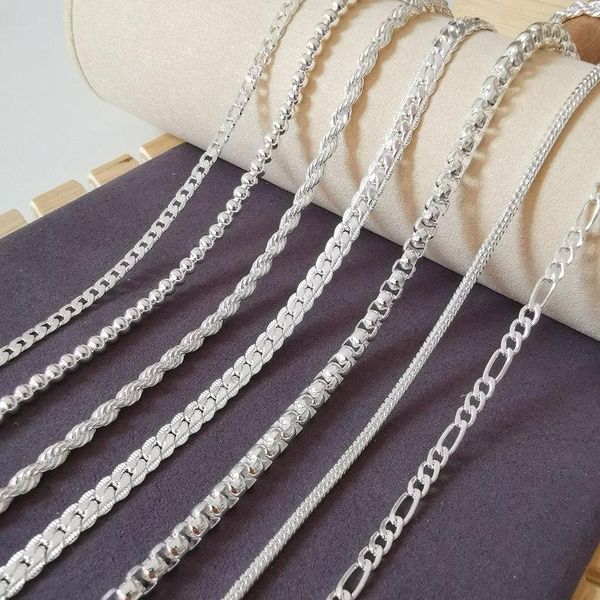 Ketten Silber 925 Halsketten für Mann 4/5 mm Linkkette Halskette 16 bis 30 Zoll Collier Choker Mode männliche Schmuckzubehör Großhändler Großhändler