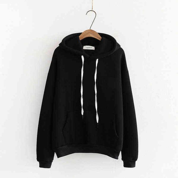 

winter classic cotton women's breathable soft hoodie t220726, Black