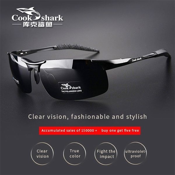 Cook Sharks óculos de sol de alumínio e magnésio masculino HD polarizado para motoristas óculos coloridos 220725