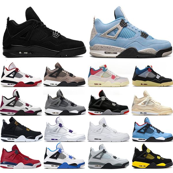 

with box jordns basketball shoes university blue 4 4s fire red black cat cool grey bred white cement mens trainers sports sneakers runners