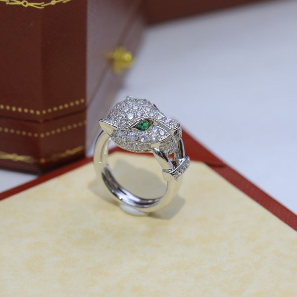 großer Geparden-Leoparden-Klassiker-Diamant-Ehering Designer-Damenringe Hochzeitsliebhaber Geschenk Verlobungsschmuck mit Box