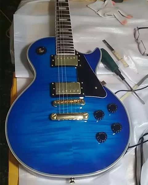 

china oem factory new brand blue flame customs electric guitar