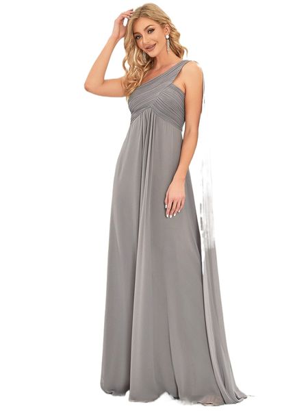 

ever-pretty one shoulder ruched side draped chiffon prom dress c4vb#, Black;gray