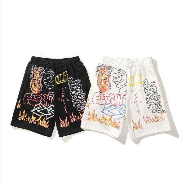 Pantaloncini di design fiamma Graffiti Pantaloni sportivi larghi alla moda casual in tutto il mondo