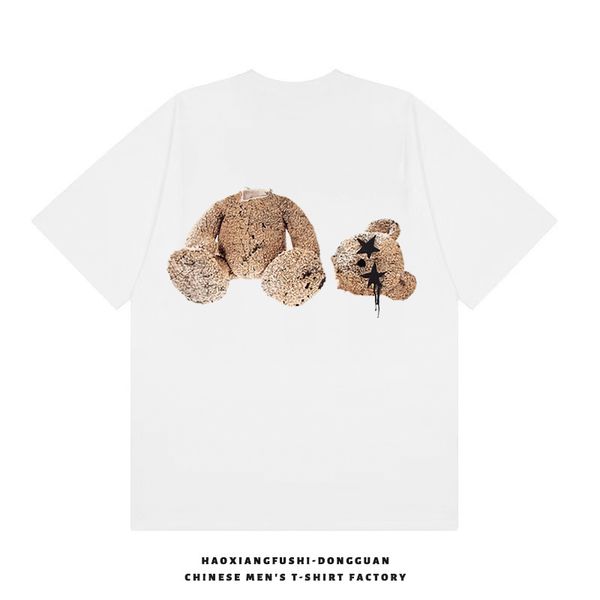 

angel t-shirts palm trendy decapitated teddy bear print t-shirt loose men's and women's wear letter short sleeve, White;black