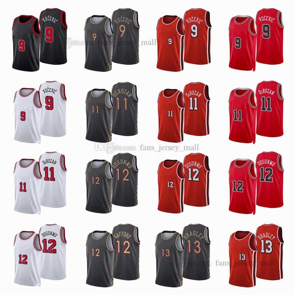 

printed city basketball jerseys 9 nikola 11 demar vucevic derozan tony 13 bradley ayo 12 dosunmu color white red black, Black;red