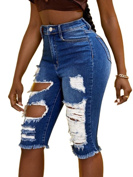 

sxy ripped raw hem cut out biker denim shorts m1sf#, White;black