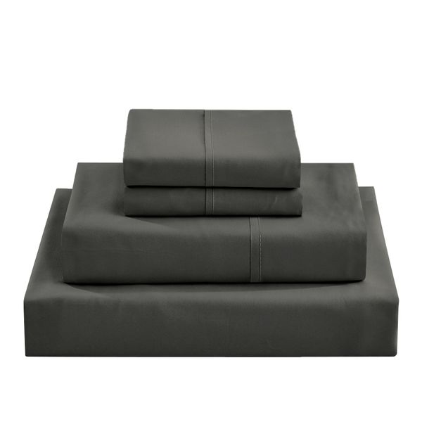 

abraded plain 4 piece microfiber bed sheet set  size dark grey