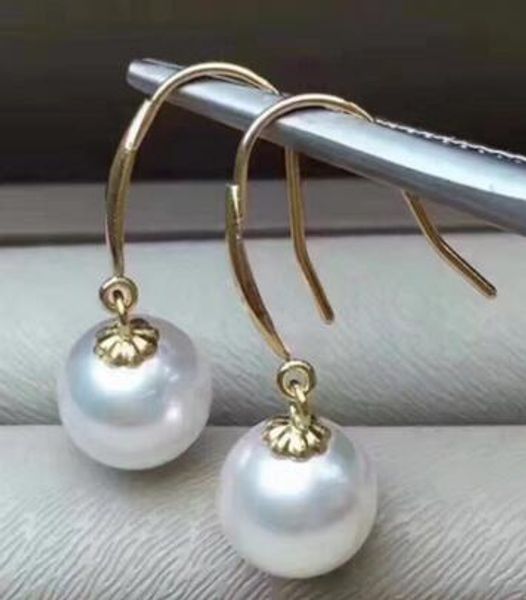 

noble jewelry 10-11mm south sea white round pearl earring 14k, Silver