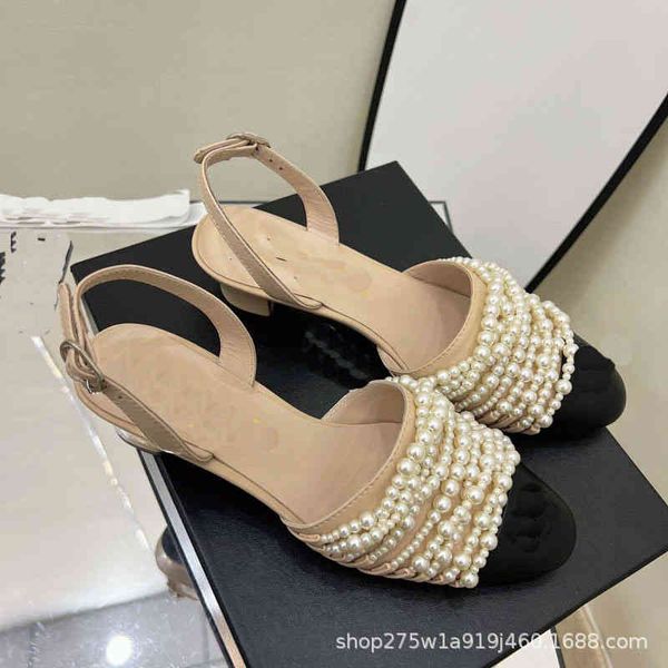 

sandals summer fashion one-sided belt single shoes pearl baotou sandals fairy temperament mary jane, Black