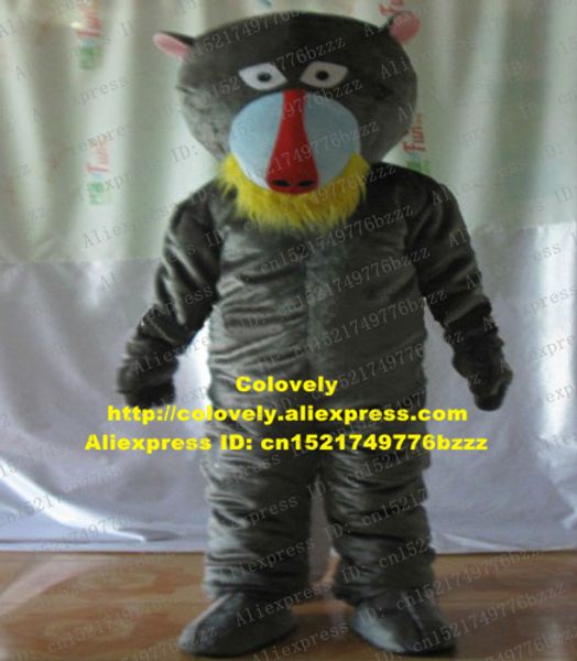 

mascot doll costume smart gray wolf coyote baboon gelada papio mascot costume with small pink ears rhombus sharp eyes red long nose no.4938, Red;yellow