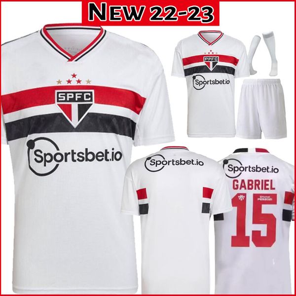 

22/23 sao paulo soccer jersey sao paulo fans player version 2022 2023 dani alves men kids kits socks full sets gomes pablo camisa footbal sh, Black;yellow