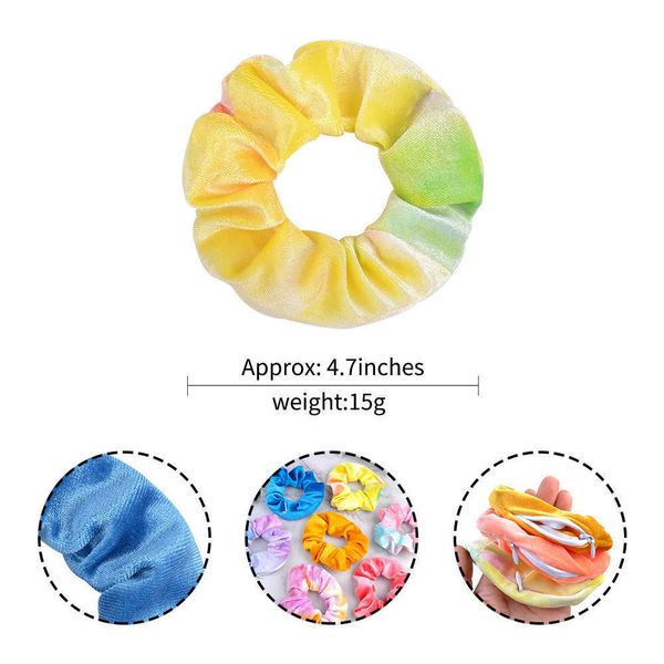 20 PZ Cravatta Fabbrica Diretta Tintura Cerniera Scrunchie Accessori Donna Elastico Per Capelli Cravatte Grande Tasca Velluto Scrunchiesl40