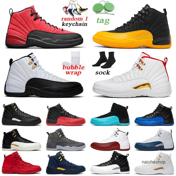 

jumpman 12 mens basketball shoes reverse flu game royal 12s dark grey university gold outdoor men trainer jorda jordens, Black