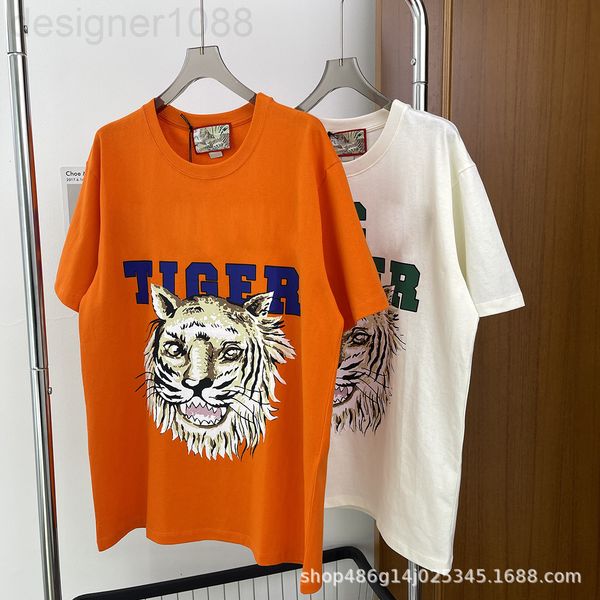 

women's t-shirt designer [correct version]spring g new year of the tiger limited short sleeve letter printed loose men's and women, White