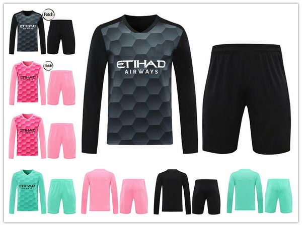

2021 2022 long sleeve soccer jersey 21 22 grealish man g. jesus sterling ferran de bruyne foden football shirt uniform men socks full set ki, Black;yellow