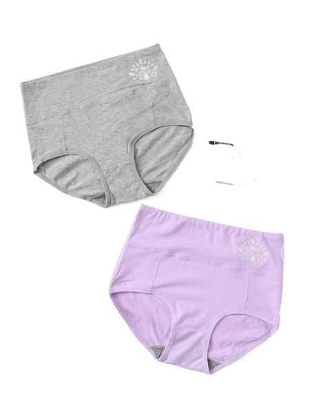 

2pack peacock print high waist panty set o3do#, Black;red