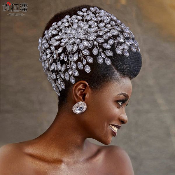 

wide pressing diamond tiara baroque crystal bridal headwear crown rhinestone with wedding jewelry hair accessories bridal crowns headpieces, Silver