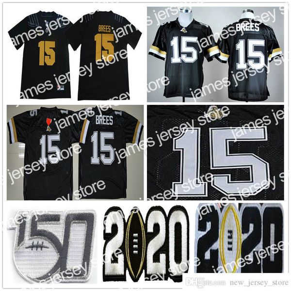 

2022 ncaa purdue boilermakers college football wear #15 drew brees jersey home black stitched drewbrees 150th university jerseys shirts size