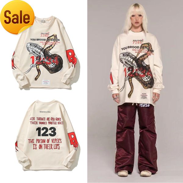 

2022 fashion brand design men and women style factory direct sales rrr123 sketch viper loose sweater round neck sleeve t-shirt men's co, Black