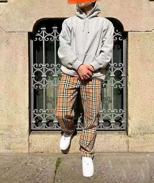 

22ss box hooded sweatshirt b collabs plaid letter logo printed hoodies, Black