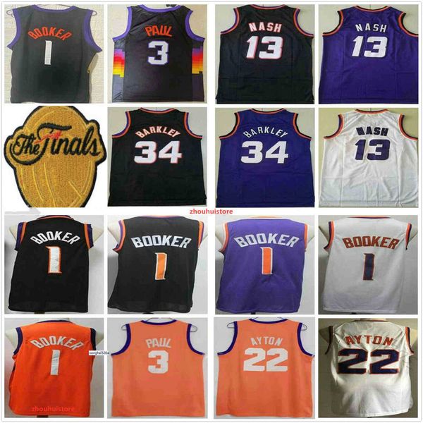 

2021 final patch mens devin 1 booker chris 3 paul basketball jerseys deandre 22 ayton retro charles 34 barkley steve 13 nash purple jerseys, Black;red
