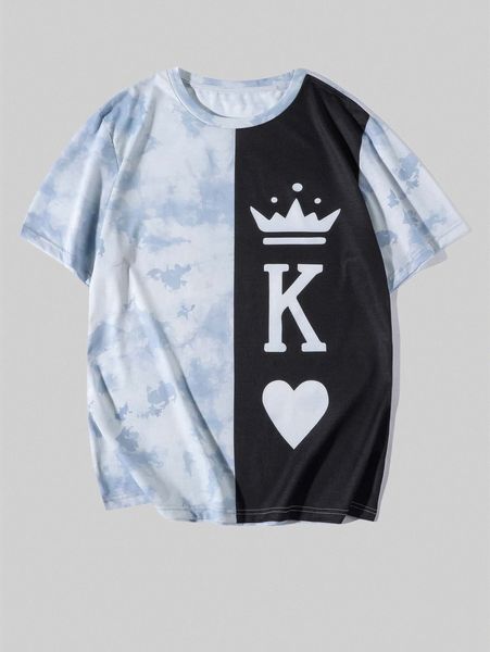 

men poker print tie dye tee s8cb#, White;black