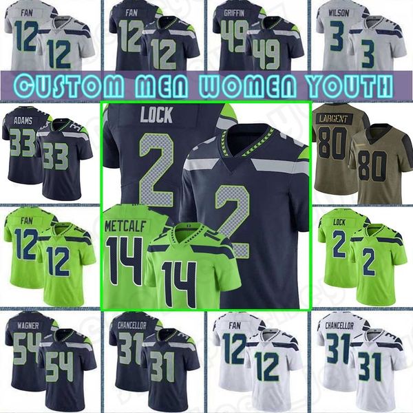 

2 drew lock dk metcalf football 33 jamal adams jerseys 12 fan bobby wagner ken walker iii tyler lockett seahawks''quandre diggs st, Black;red