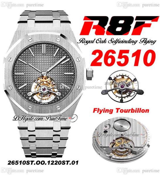 R8F 2651 Tourbillon masculino extra fino e fino 41mm 41mm SIHH Mechanical Smoked Grey Petite Tapisserie Dial Salão de aço inoxidável Super edição PureitMe B2