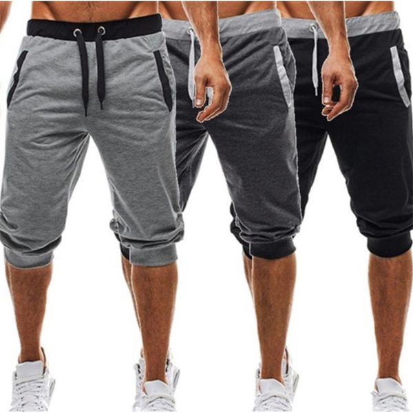 

shorts men bermuda shorts men summer leisure knee length shorts color patchwork joggers short sweatpants trousers 220620, White;black