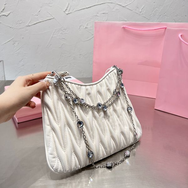 

luxuries women bags brand totes fashion new half round imitated crystal underarm chainbag ladybags designer chainbag girl tote casual wallet