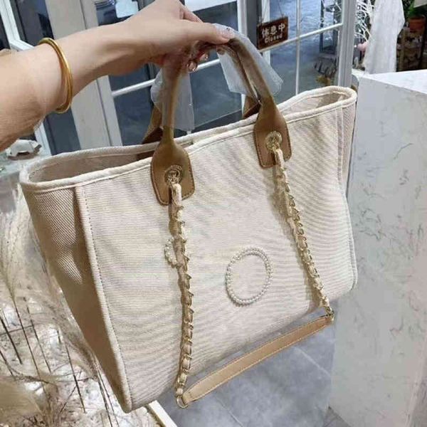 

classic designer luxury beach bags canvas pearl evening bag portable shopping large capacity handbag brand ch women handbags label backpack