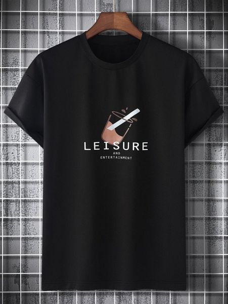 

men drink & letter graphic tee y4q8#, White;black