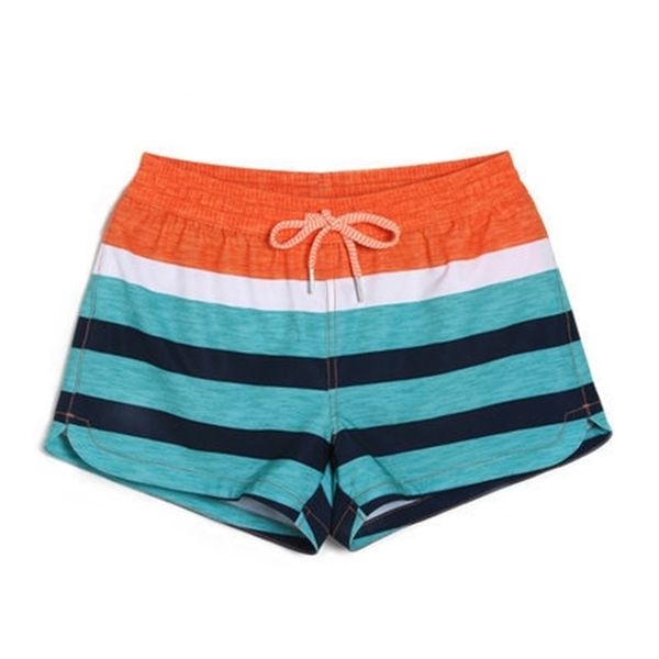 

gl brand plus size women surf board shorts summer beach swim short water sport womens quick dry striped boardshorts t200610, White;black
