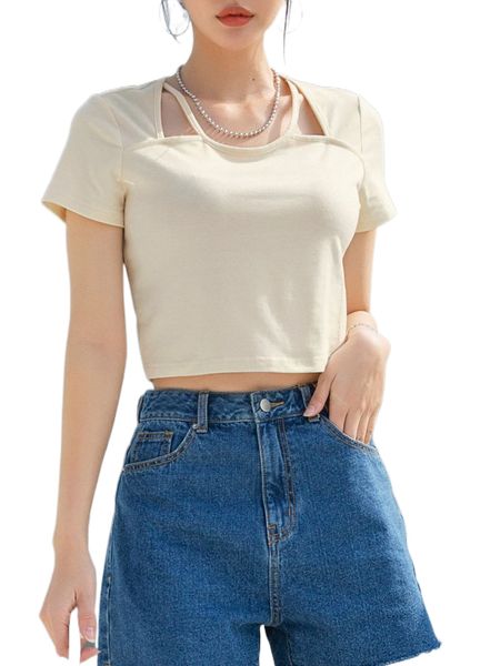 

dazy cut out crop tee n0n3#, White