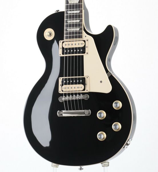 

electric guitar les classic ebony black solid