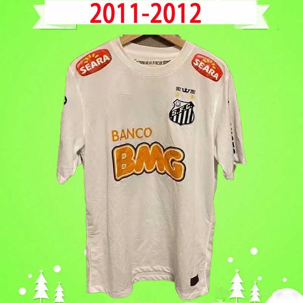

santos 2011 2012 retro soccer jerseys 11 12 vintage football shirts home away white thai qualtiy mens adults uniform s-2xl quality, Black;yellow