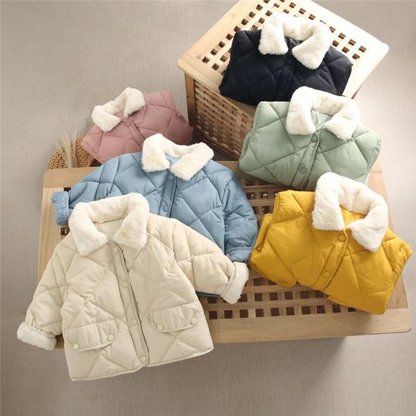

down coat autumn and winter children's korean loose cotton jacket baby boy girls fleece soft thickened warm for 2-6 year, Blue;gray