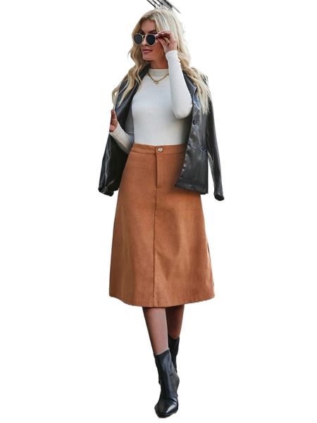 

high waist corduroy skirt 94ac#, Black