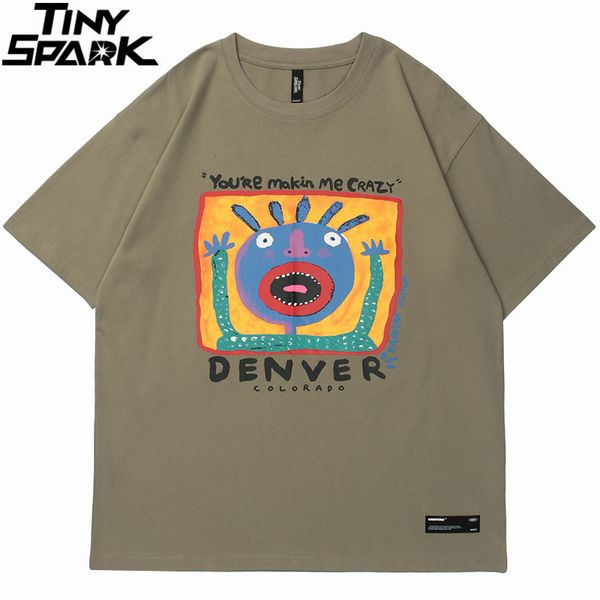 

hip hop streetwear tshirt painting letter print t shirt men harajuku cotton casual t-shirt summer short sleeve tees 220421, White;black