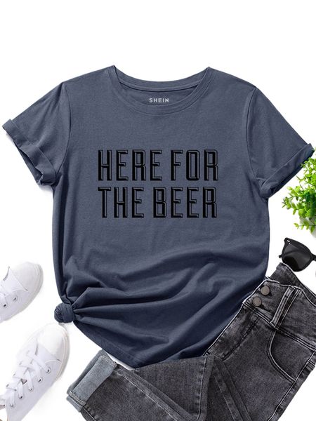 

slogan graphic round neck tee 95ri#, White