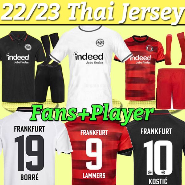 

kids 21 22 23 eintracht frankfurt away red third soccer jerseys 2021 2022 2023 die adler sow silva kostic jovic football uniform child kit h, Black;yellow