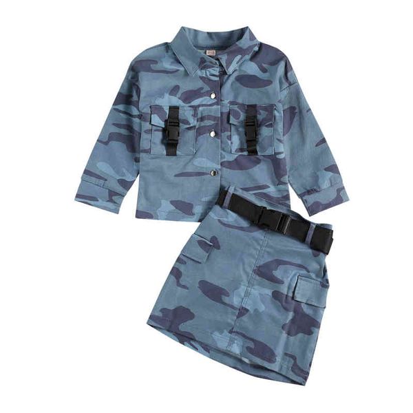 Citgeett Autumn Kleinkind Baby Girls Outfits Camouflage Long Sleeves Bluse High Taille Short Rock Sping Set 2-7 Jahre J220711