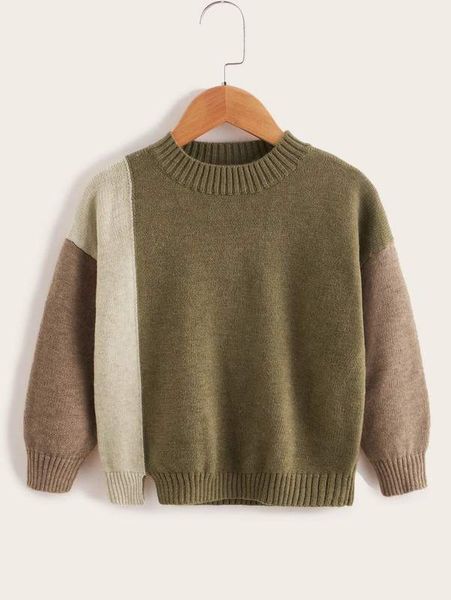 

toddler boys colorblock split hem drop shoulder sweater she, Blue