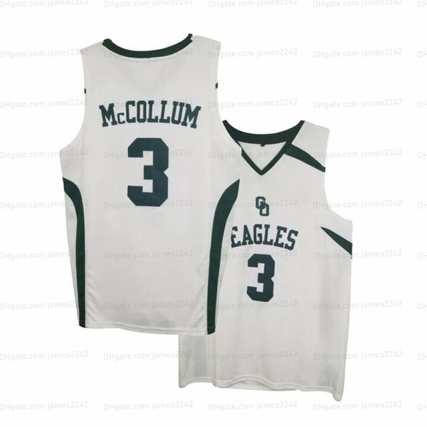 REMULHA DE TROBLEMA CUDDADA McCollum #3 Jersey de basquete do ensino médio All Ed White Qualquer Nome Número XXS-6XL Qualidade Top