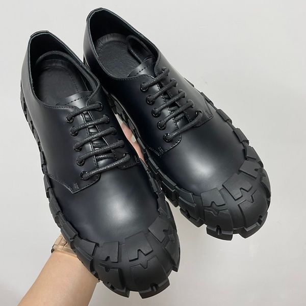 

fashion round toe luxury brand shoe all-match tire shoes low-leather shoes with box, Black