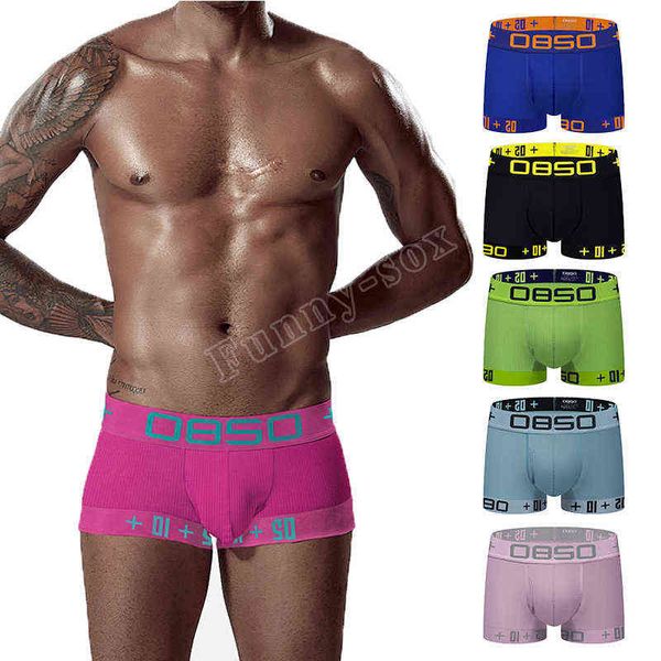 0850 Marca Uomo Intimo Boxer Maglia traspirante Cueca Tanga Mutande comode Uomo Boxer Pantaloni maschili Pantaloncini solidi G220419